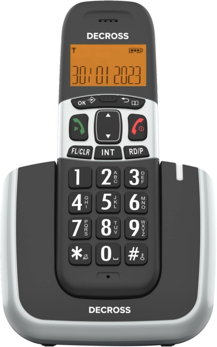 Р/Телефон Dect Decross DC1004 черный/серебристый АОН