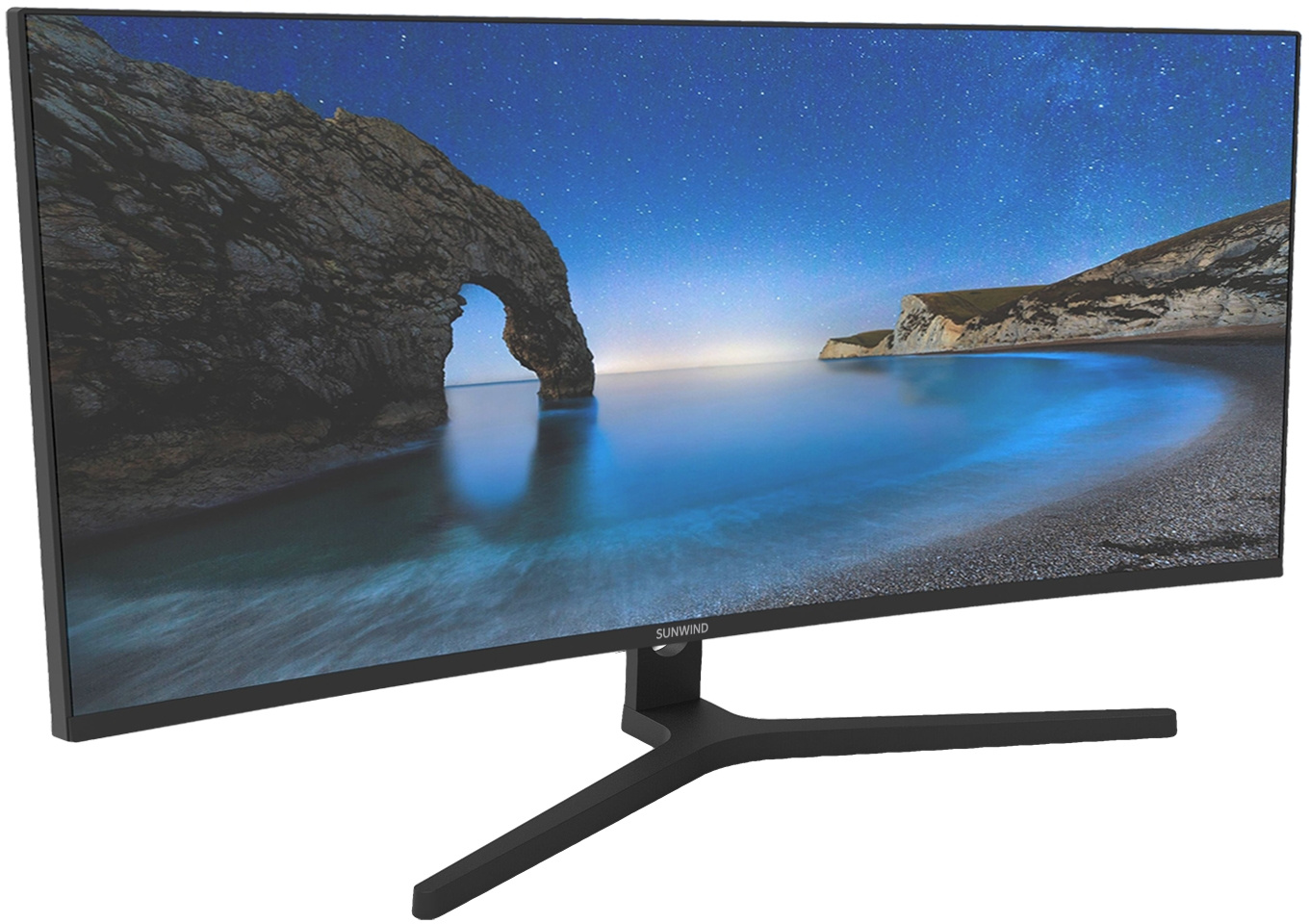 Монитор SunWind 34" SM-34QV401 черный VA LED 21:9 HDMI матовая 300cd 178гр/178гр 3440x1440 165Hz G-Sync DP WQ 5.6кг