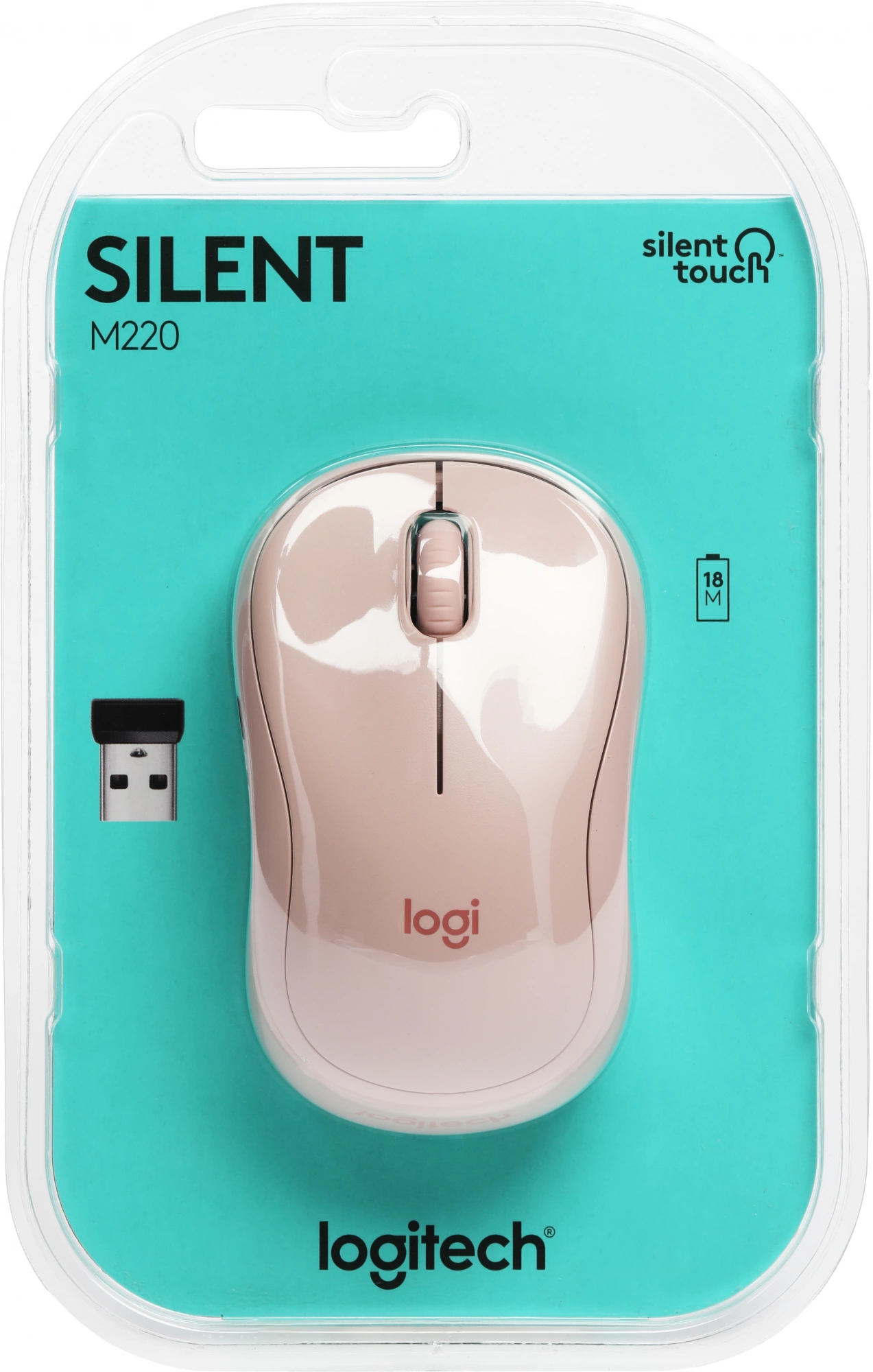 Мышь беспроводная Logitech M220 Silent Rose (розовая, оптическая, 1000dpi, 2.4 GHz/USB-ресивер, бесшумная, M/N: MR0085 / C-U0010)