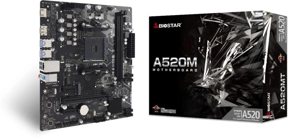 Материнская плата Biostar A520MT Soc-AM4 AMD A520 2xDDR4 mATX AC`97 8ch(7.1) GbLAN RAID+HDMI+DP