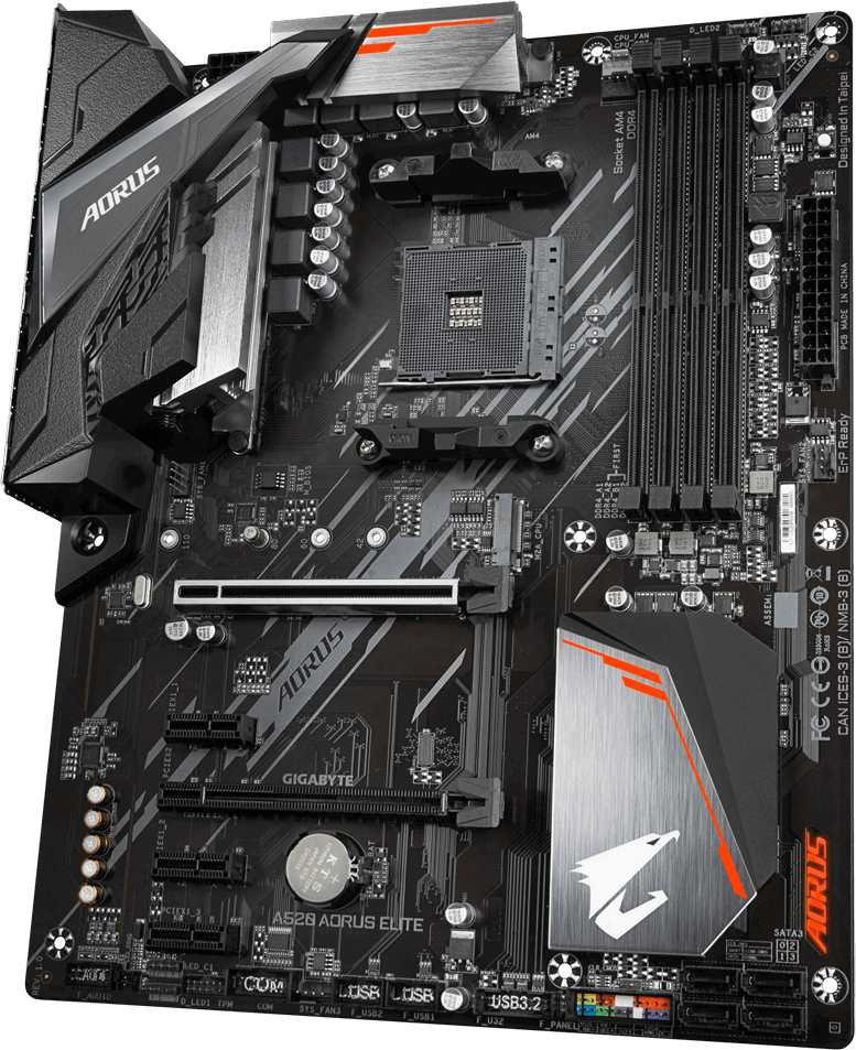 Материнская плата Gigabyte A520 AORUS ELITE Soc-AM4 AMD A520 4xDDR4 ATX AC`97 8ch(7.1) GbLAN RAID+DVI+HDMI