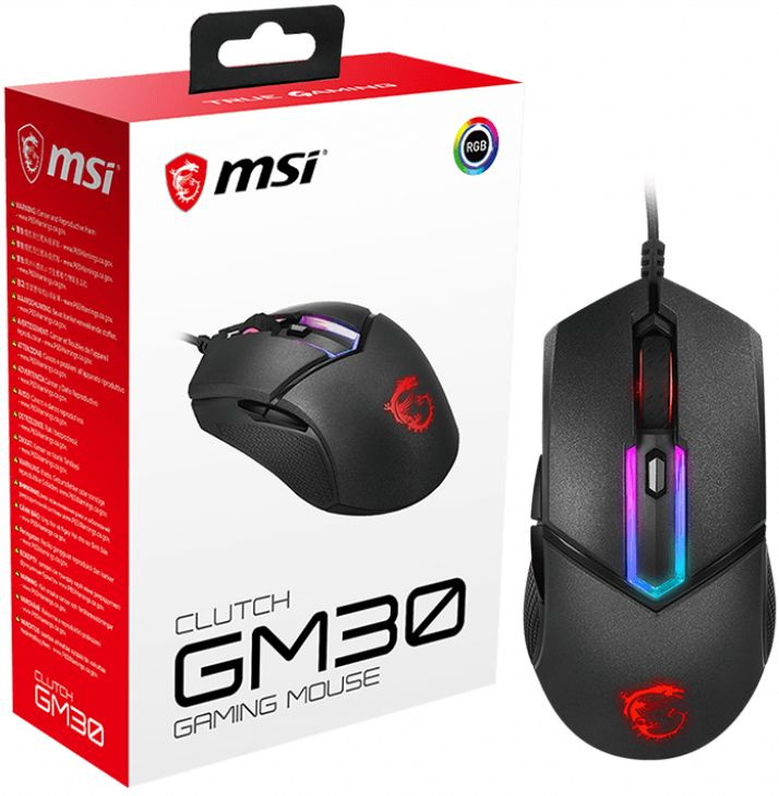 Мышь MSI Clutch GM30 черный оптическая (6200dpi) USB2.0 (6but)