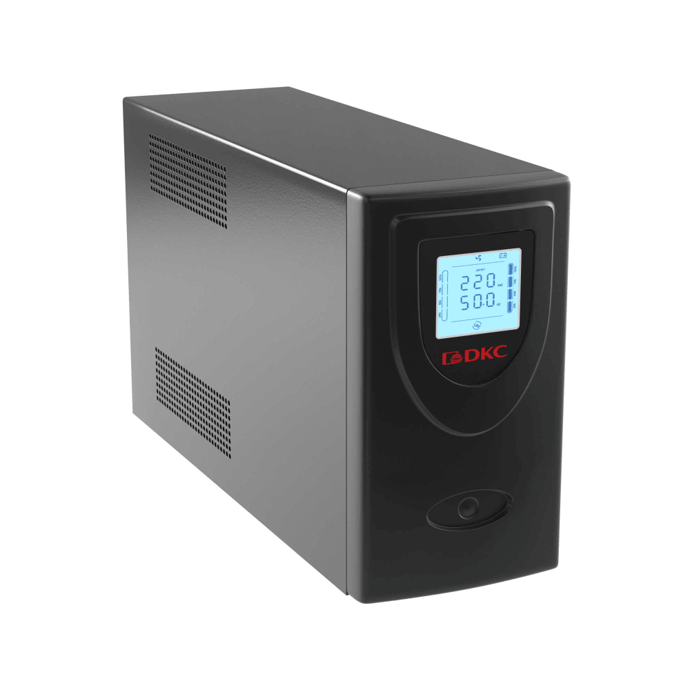 Линейно-интерактивный ИБП ДКС серии Info LCD, 2000 ВА/1200 Вт, 1/1, 2xIEC C13, 2xSchuko, USB + RJ45, LCD, 2x9Aч