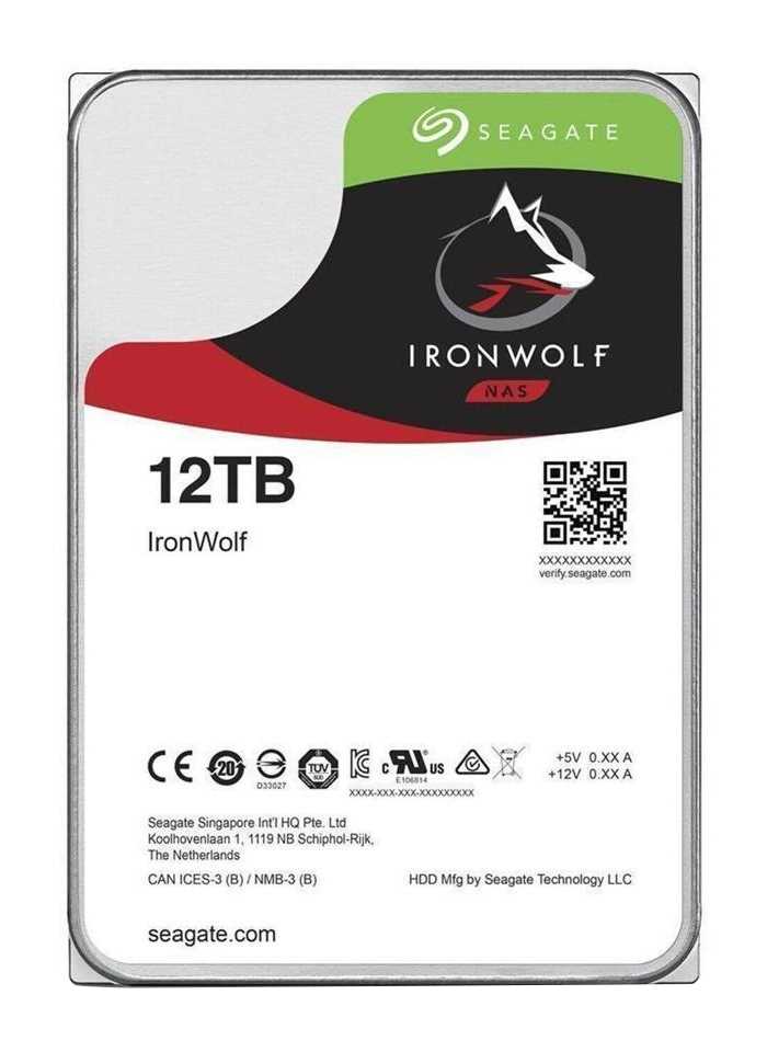 3.5" 12TB Seagate IronWolf NAS HDD ST12000VN0008 SATA 6Gb/s, 7200rpm, 256MB, 24x7, Bulk (632278)