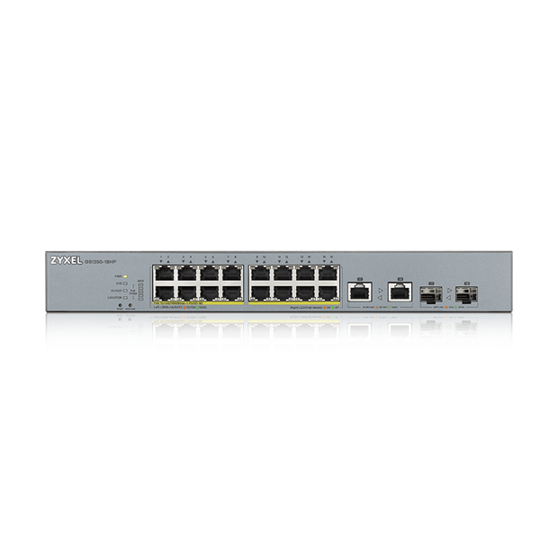 Коммутатор Zyxel GS1350-18HP-EU0101F (L2) 16x1Гбит/с 2xКомбо(1000BASE-T/SFP) 16PoE+ 250W управляемый