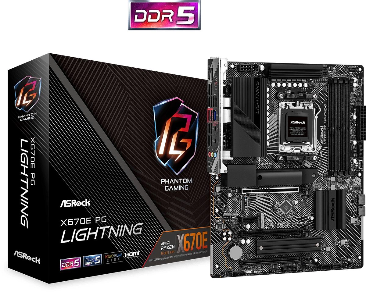 Материнская плата Asrock X670E PG LIGHTNING SocketAM5 AMD X670 4xDDR5 ATX AC`97 8ch(7.1) 2.5Gg RAID+HDMI