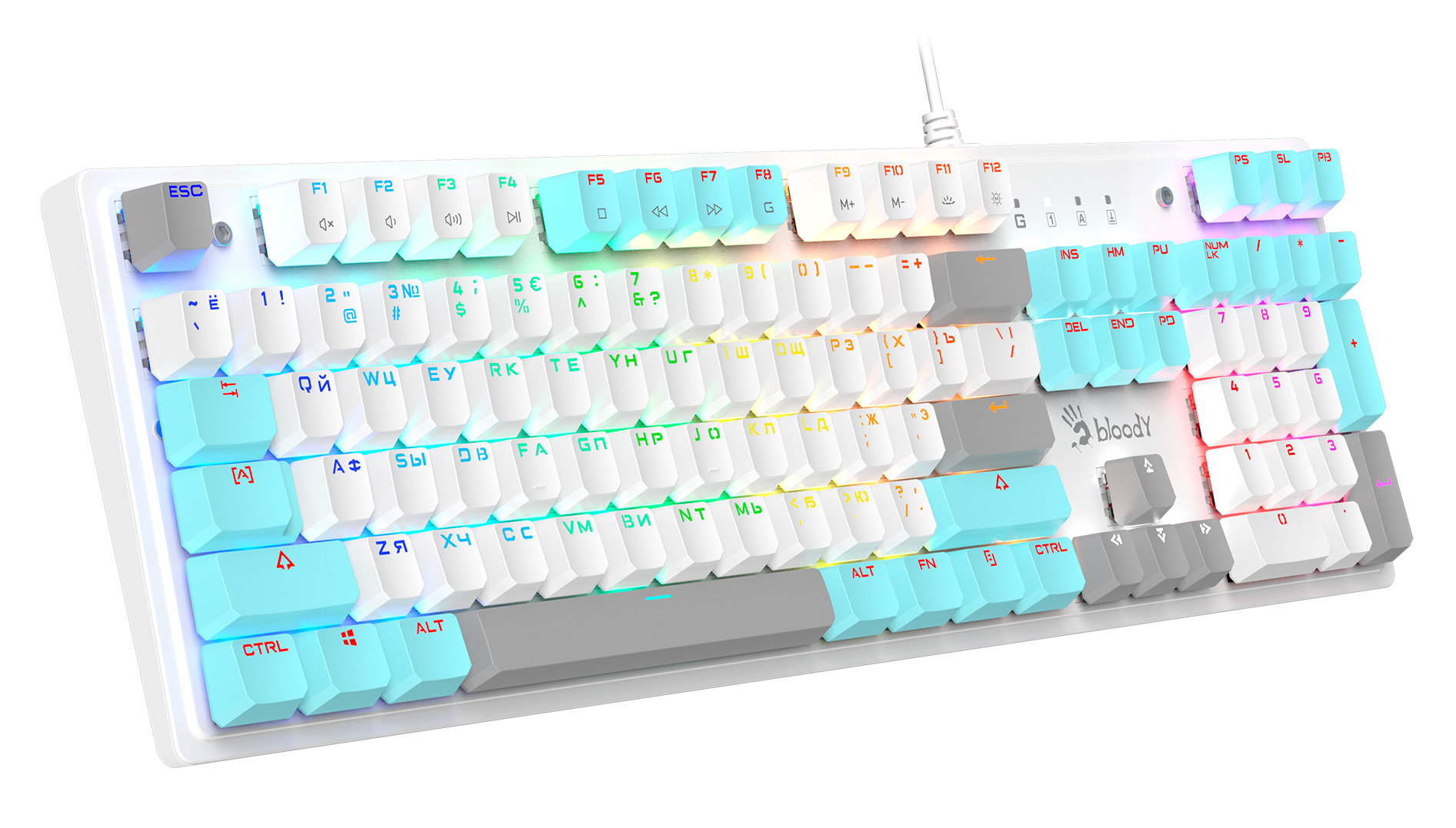 Клавиатура A4Tech Bloody S510N механическая белый USB for gamer LED (S510N (ICY WHITE ))