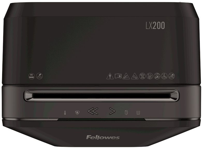 Шредер Fellowes PowerShred LX200 черный (секр.P-4) перекрестный 12лист. 22лтр. скрепки скобы пл.карты