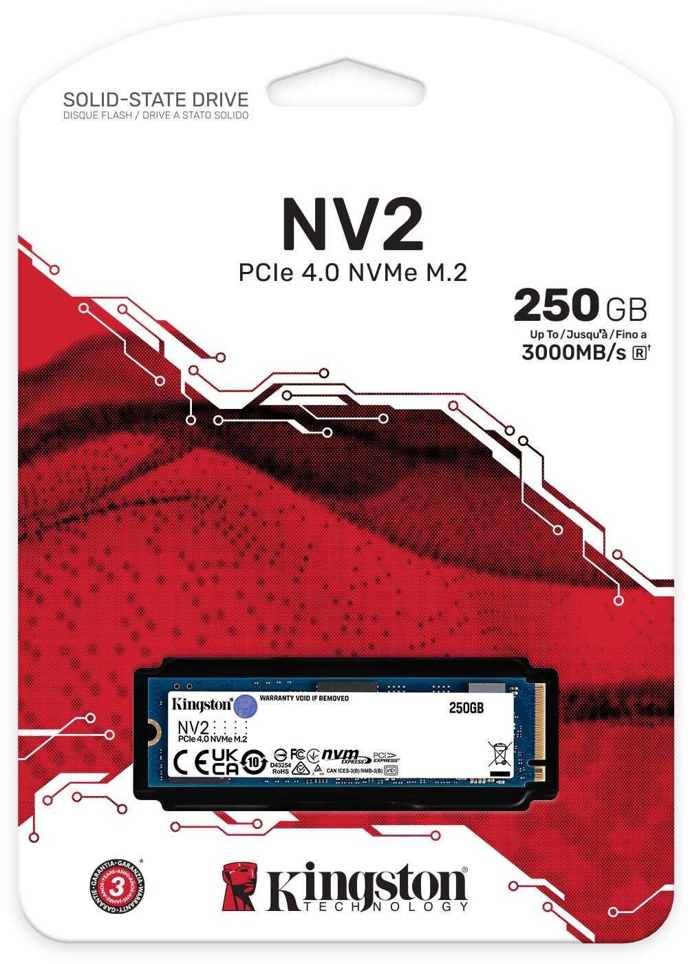 Накопитель SSD Kingston PCIe 4.0 x4 250GB SNV2S/250G NV2 M.2 2280