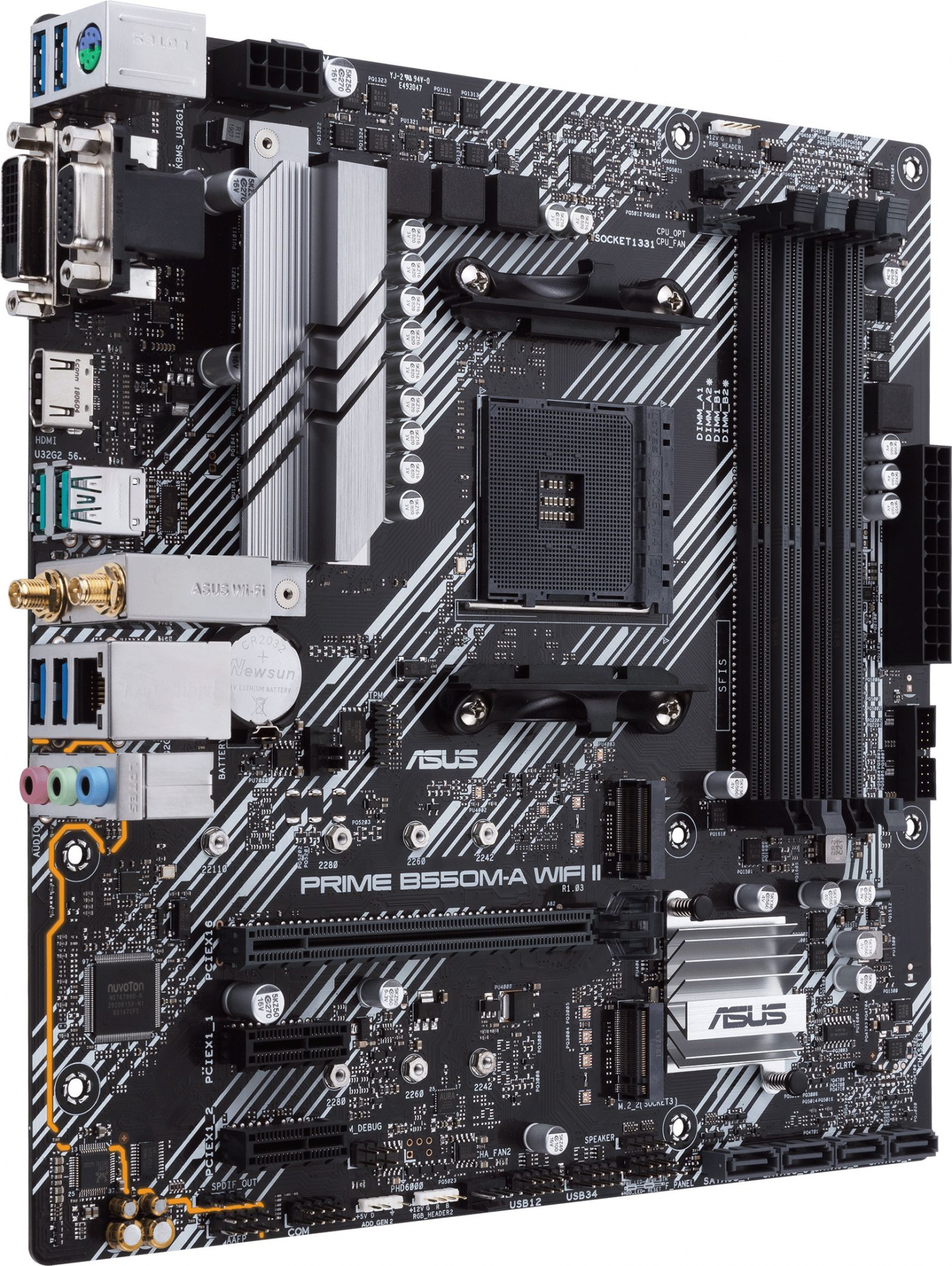 Материнская плата Asus PRIME B550M-A WIFI II Soc-AM4 AMD B550 4xDDR4 mATX AC`97 8ch(7.1) GbLAN RAID+VGA+DVI+HDMI