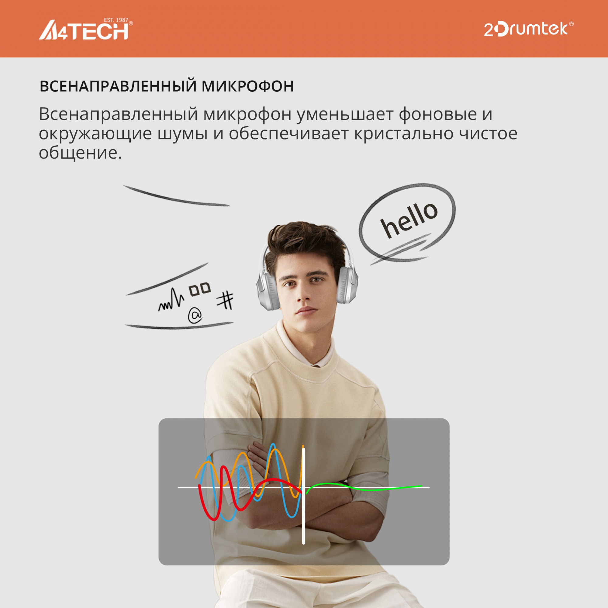 Наушники мониторные A4Tech 2Drumtek BH300 1м белый/серый беспроводные bluetooth оголовье (BH300 GRAYISH WHITE)