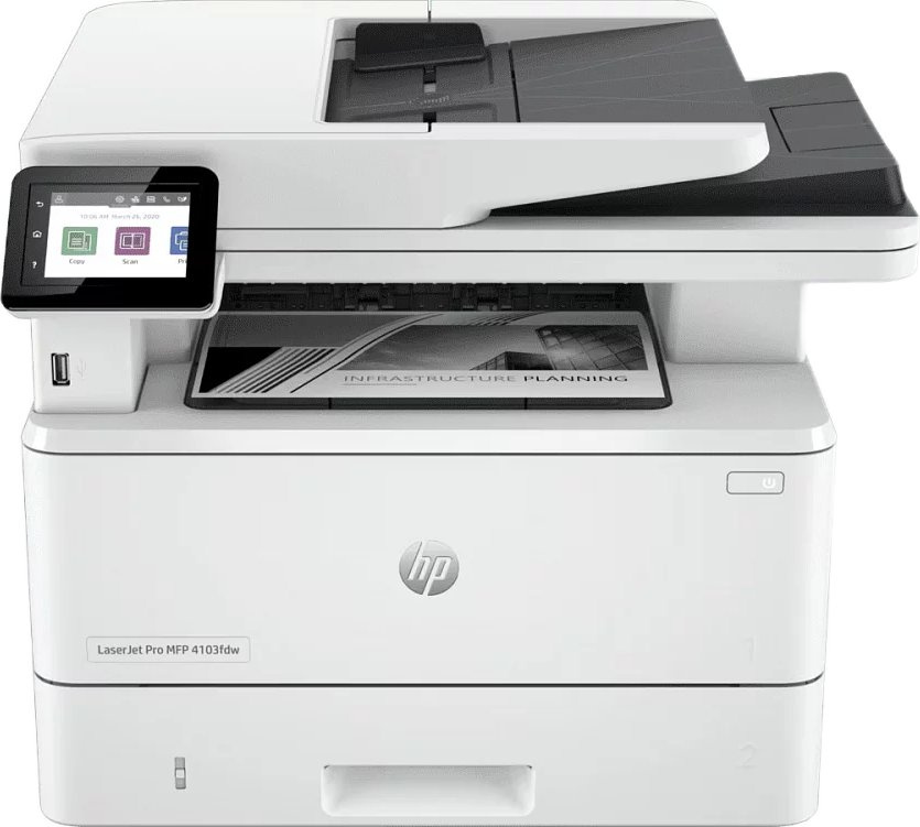 МФУ лазерный HP LaserJet Pro 4103fdw (2Z629A) A4 Duplex Net WiFi белый