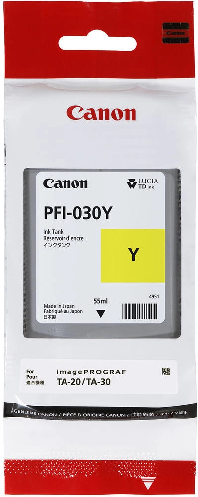 Картридж струйный Canon PFI-030Y 3492C001АА желтый (55мл) для Canon imagePROGRAF TA-20, TA-30, TM-240, TM-340.