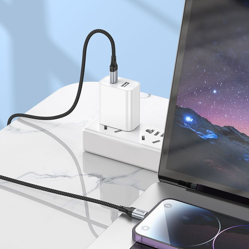 Кабель Hoco X102 Fresh iP USB Type-C (m)-Lightning (m) 1м черный коробка