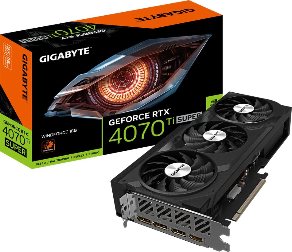 Видеокарта GIGABYTE RTX4070Ti SUPER WINDFORCE//RTX4070Ti SUPER, HDMI, DP*3, 16G,D6X