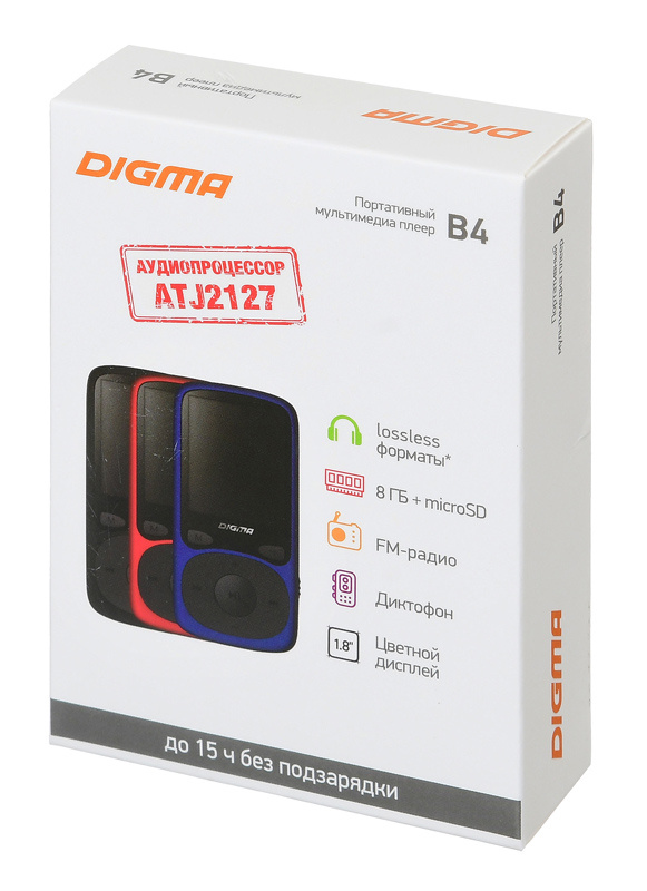 Плеер Hi-Fi Flash Digma B4 8Gb синий/1.8"/FM/microSDHC