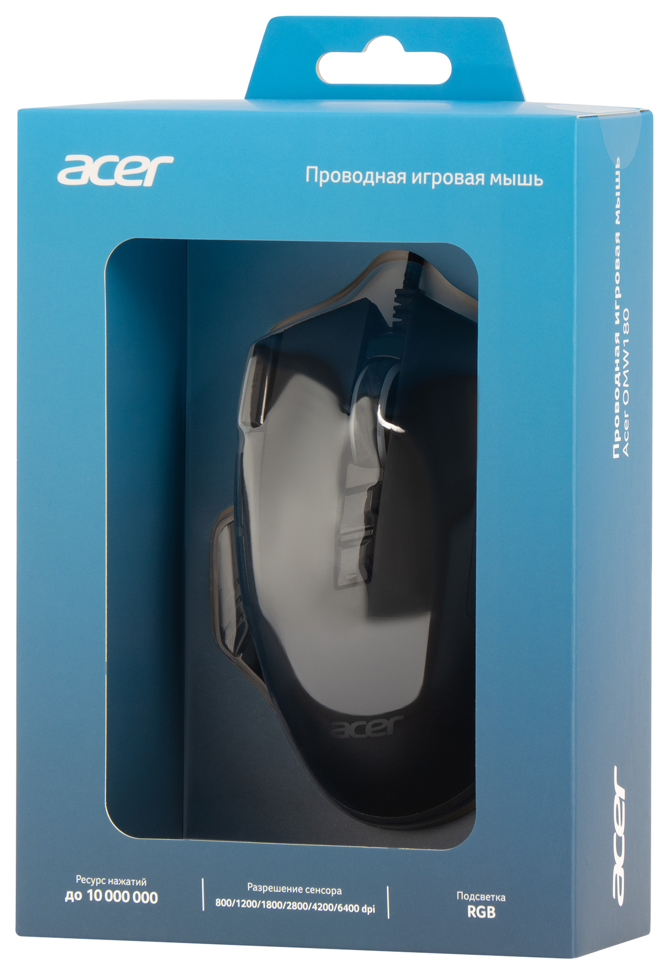 Мышь Acer OMW180 черный оптическая (6400dpi) USB (9but)