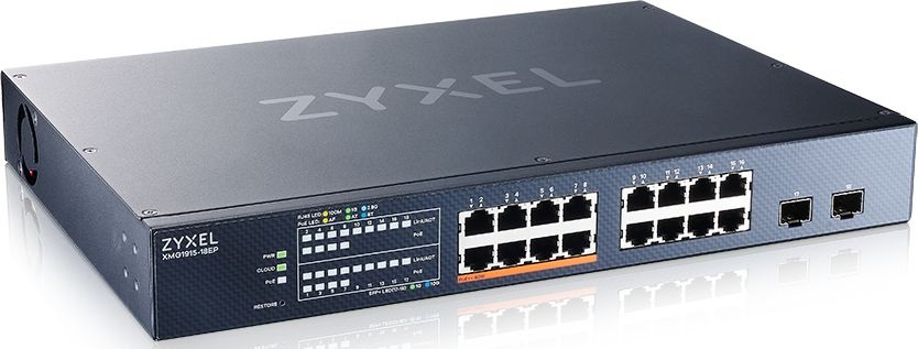 Коммутатор Zyxel XMG1915-18EP-EU0101F (L2+) 16x2.5Гбит/с 2SFP+ 8PoE++ 180W управляемый