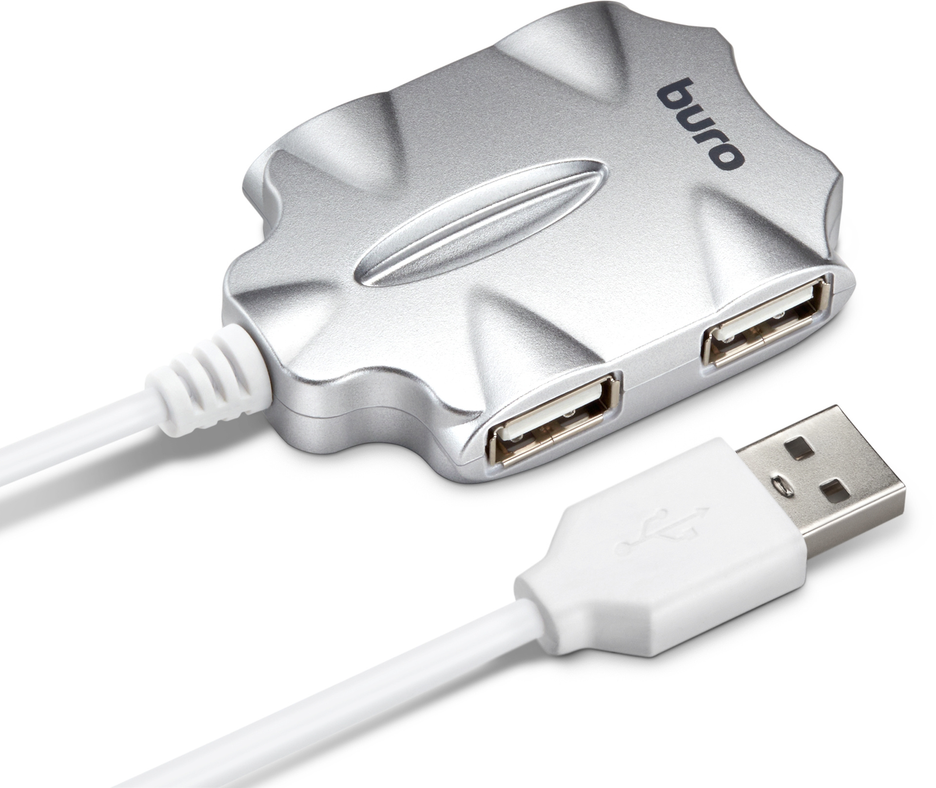 Разветвитель USB 2.0 Buro BU-HUB4-0.5-U2.0-Candy 4порт. серебристый