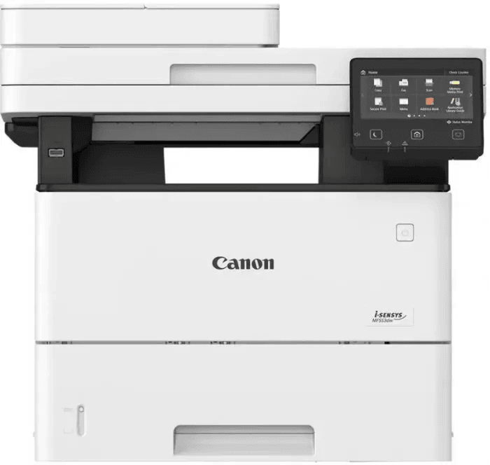 МФУ  Canon i-SENSYS MF553dw (A4, Printer/ Scanner/ Copier/FAX/ DADF/Duplex, 1200 dpi, Mono, 43  ppm, 1 Gb,  800 Mhz DualCore, tray 100+250 pages, LCD Color (12,7 см), USB 2.0, RJ-45, WIFI, пусковой картридж)