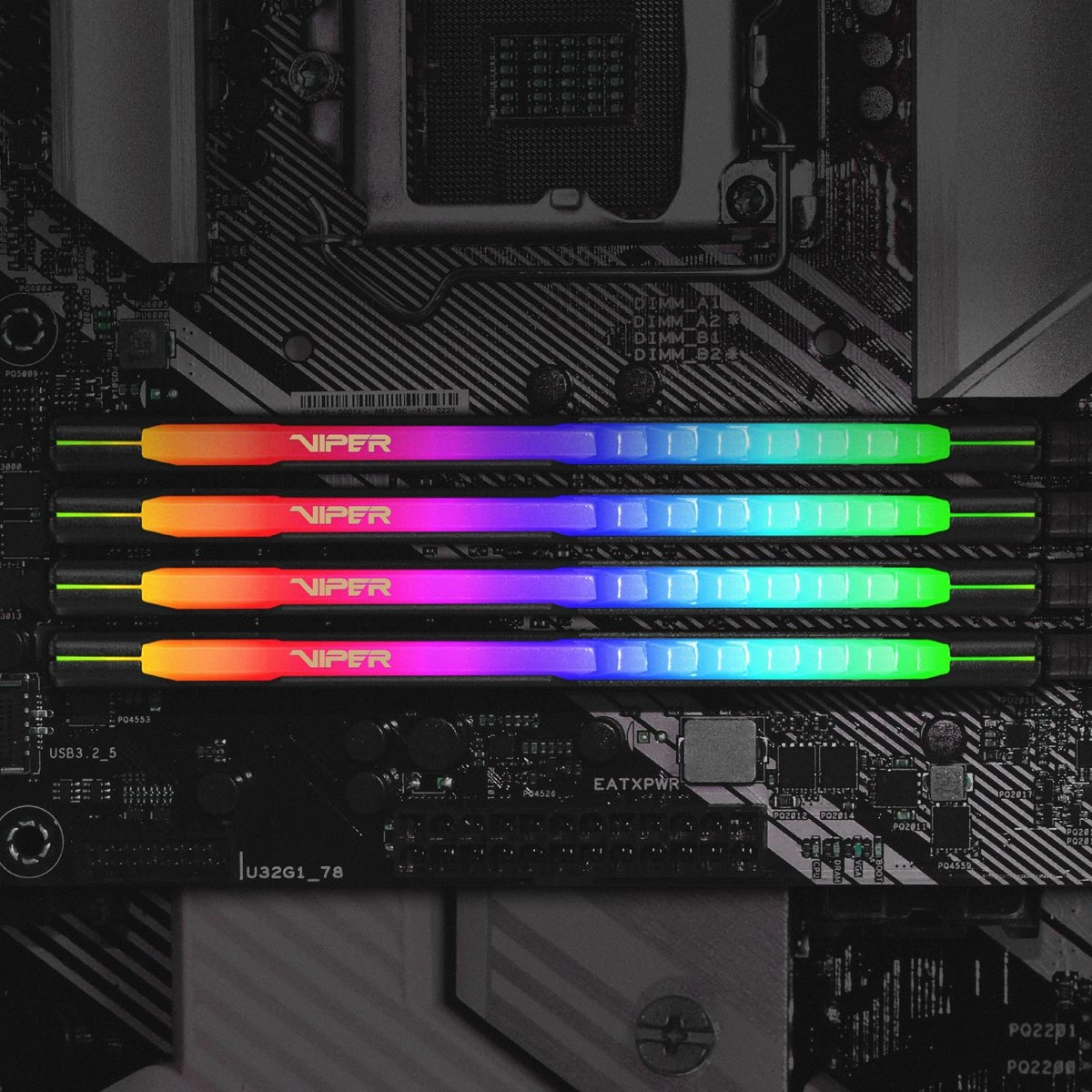 Память DDR4 16GB 3200MHz Patriot PVSR416G320C8 Viper Steel RGB RTL Gaming PC4-25600 CL18 DIMM 288-pin 1.35В dual rank с радиатором Ret