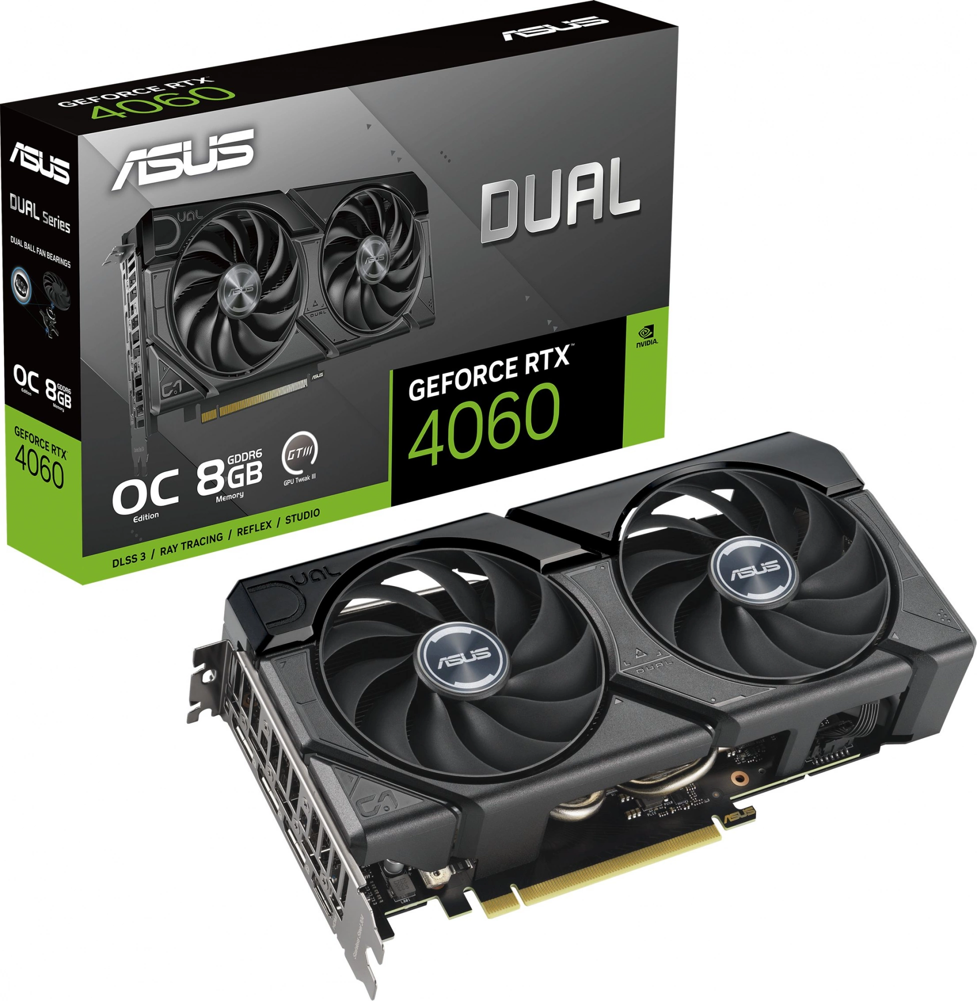 Видеокарта ASUS DUAL-RTX4060-O8G-EVO//RTX4060,HDMI,DP*3,8G,D6; 90YV0JC7-M0NA00