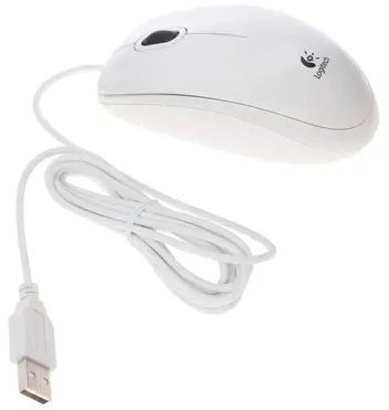 Мышь Logitech B100 White белая, оптическая 800dpi, USB, 1.8м , RTL {10} (041288)