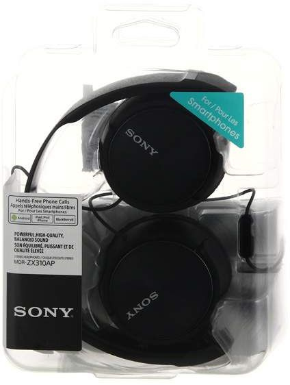 Гарнитура накладные Sony MDR-ZX310AP 1.2м черный проводные оголовье