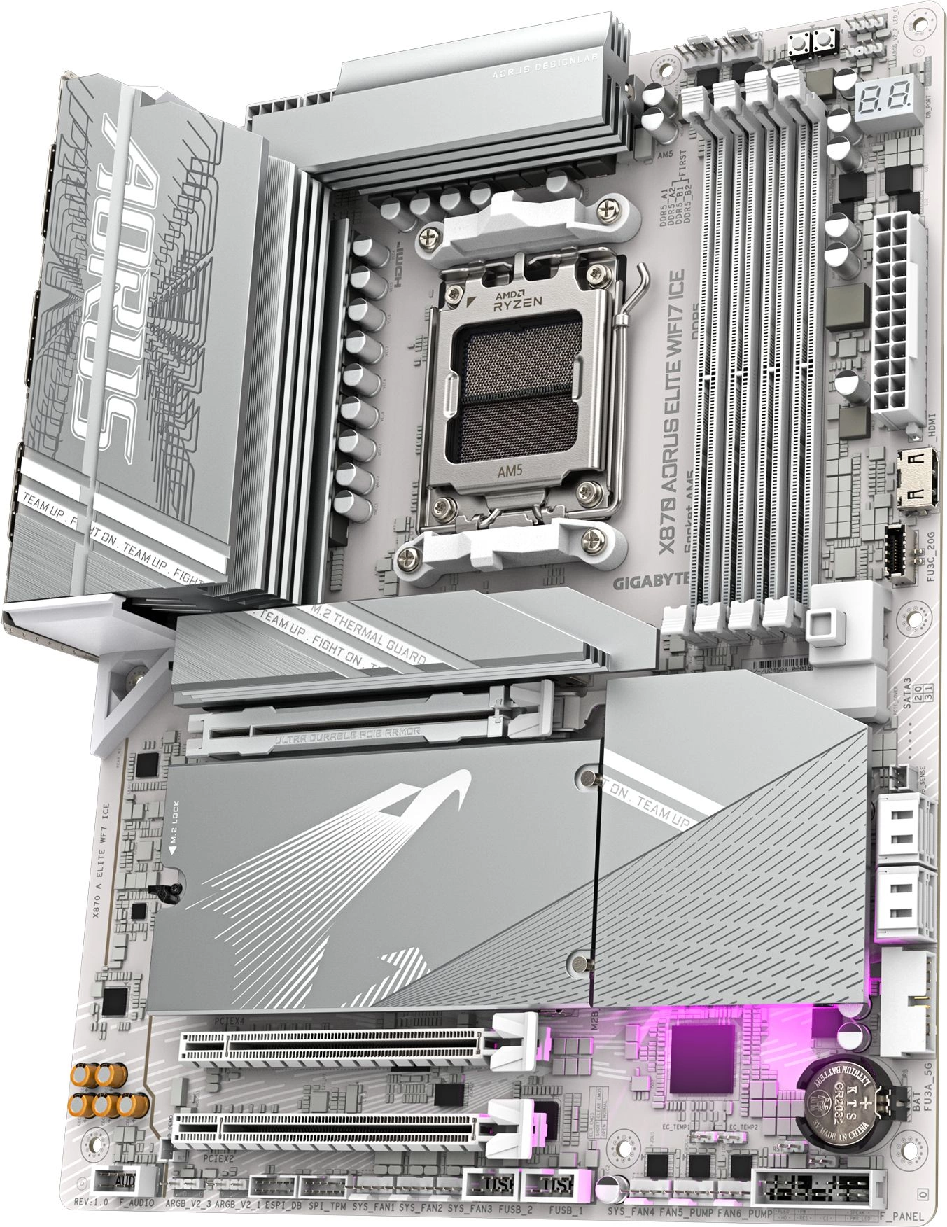 Материнская плата Gigabyte X870 A ELITE WF7 ICE SocketAM5 AMD X870 4xDDR5 ATX AC`97 8ch(7.1) 2.5Gg RAID+HDMI