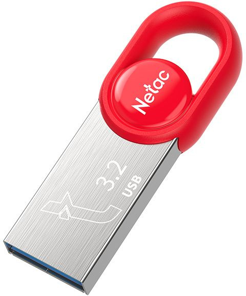 Флеш Диск Netac 128Gb UM2 NT03UM2N-128G-32RE USB3.2 серебристый/красный