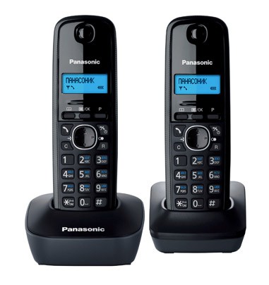 Р/Телефон Dect Panasonic KX-TG1612RUH темно-серый (труб. в компл.:2шт) АОН