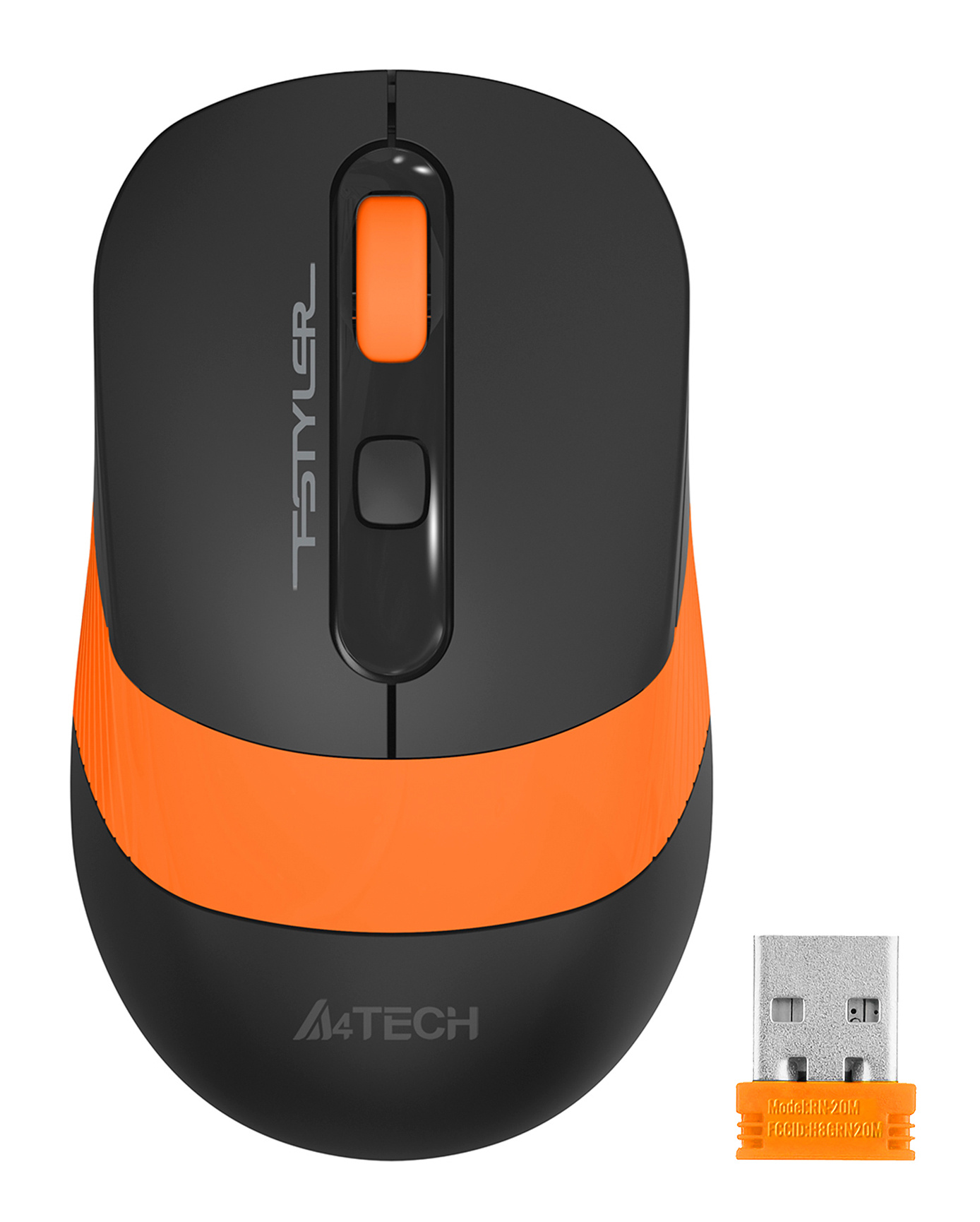 Мышь A4Tech Fstyler FG10 черный/оранжевый оптическая (2000dpi) беспроводная USB (4but)