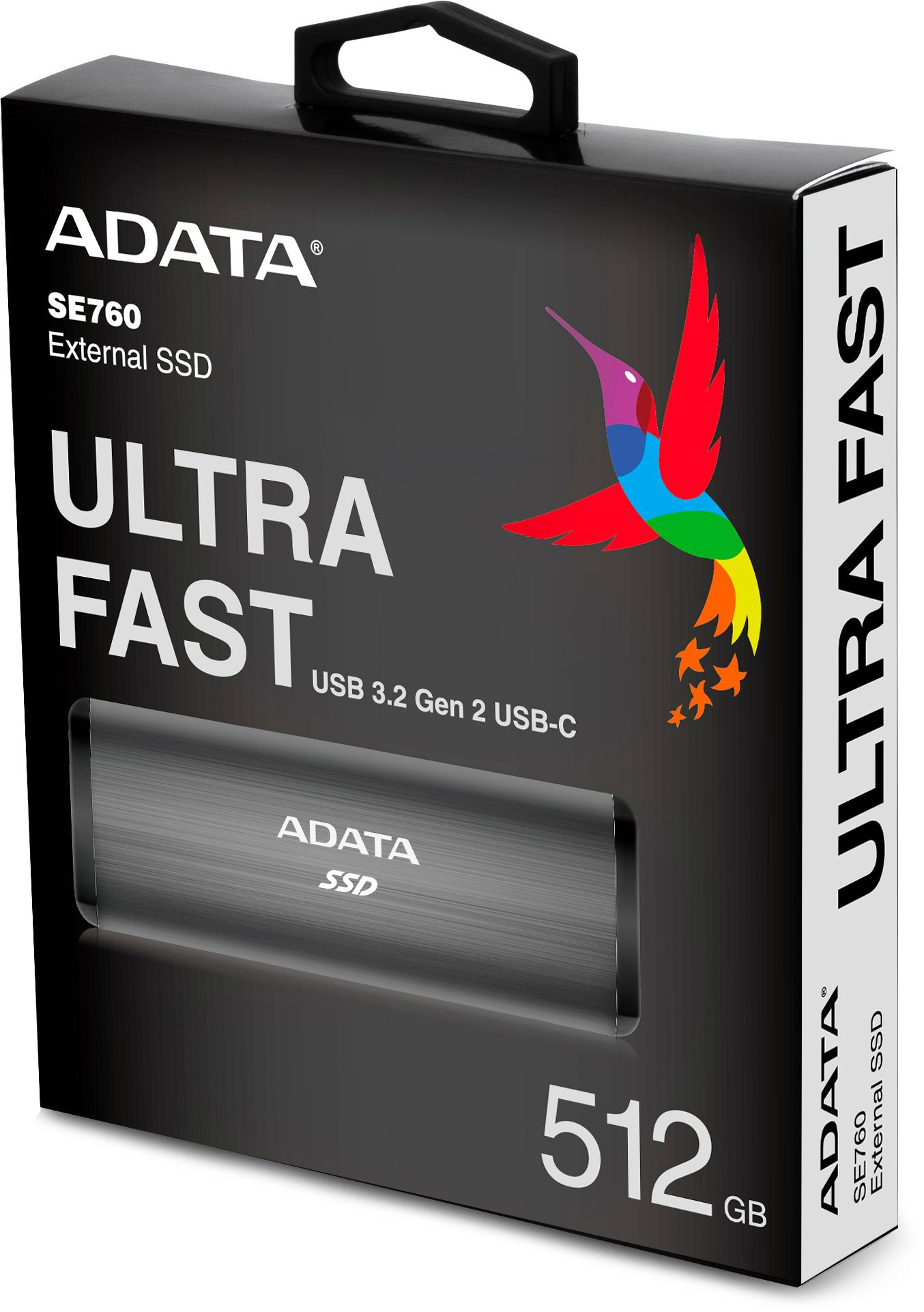 Накопитель SSD A-Data USB-C 512Gb ASE760-512GU32G2-CTI SE760 1.8" серый