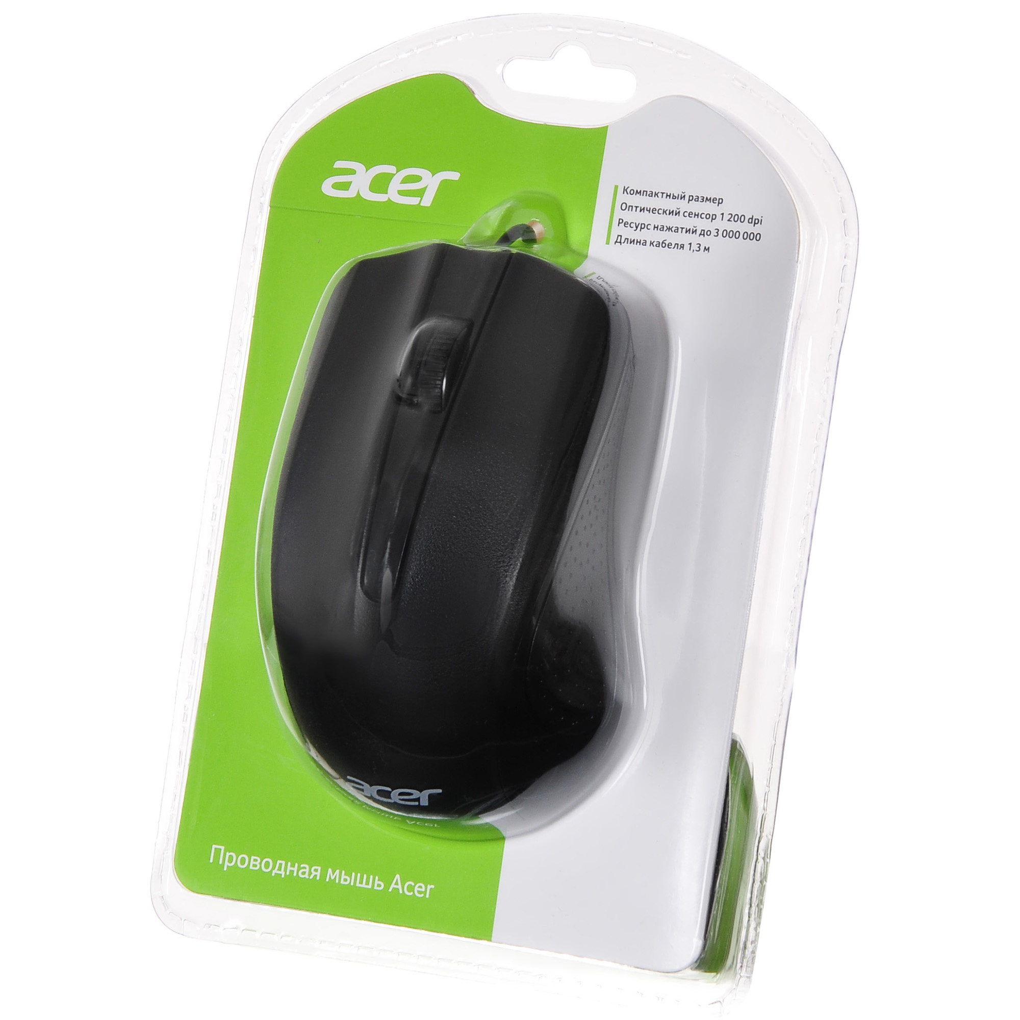 Мышь Acer OMW010 черный оптическая (1200dpi) USB (3but)