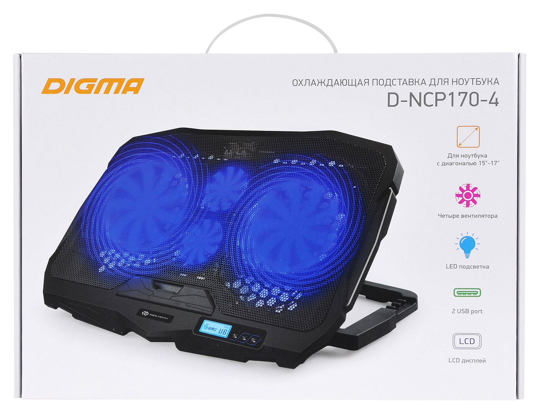 Подставка для ноутбука Digma D-NCP170-4 17"390x280x28мм 2xUSB 4x 70/125ммFAN 750г черный