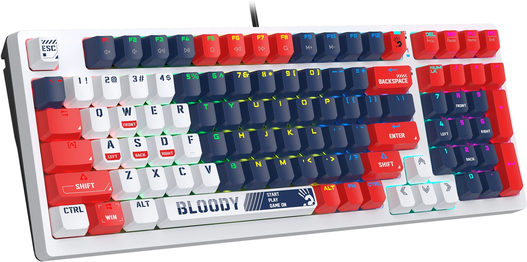 Клавиатура A4Tech Bloody S98 Sports Navy BLMS Plus механическая синий/белый USB for gamer LED (S98 SPORTS NAVY BLMS RED PLUS)