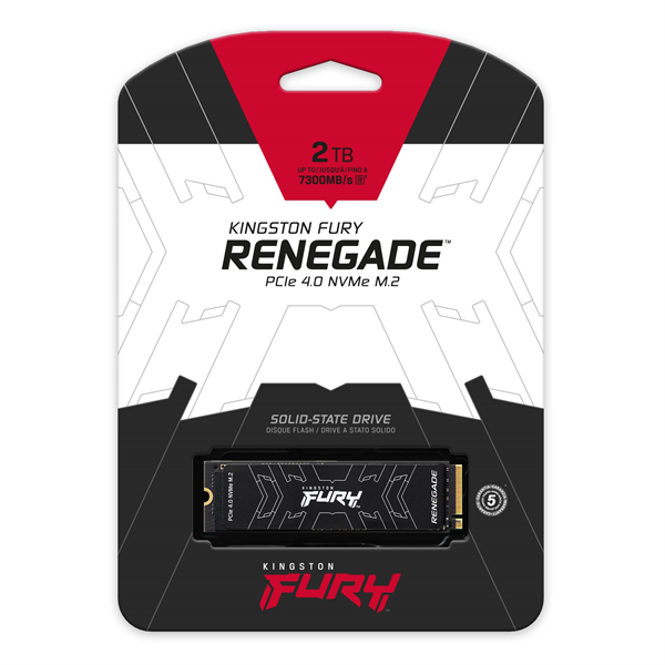 M.2 2280 2TB Kingston FURY Renegade Client SSD SFYRDK/2000G PCIe 4.0 NVMe, 7300/7000, IOPS 1000/1000K, MTBF 1.8M, 3D TLC, 2000TBW, 0.55DWPD, with HEATSINK (5 лет), RTL