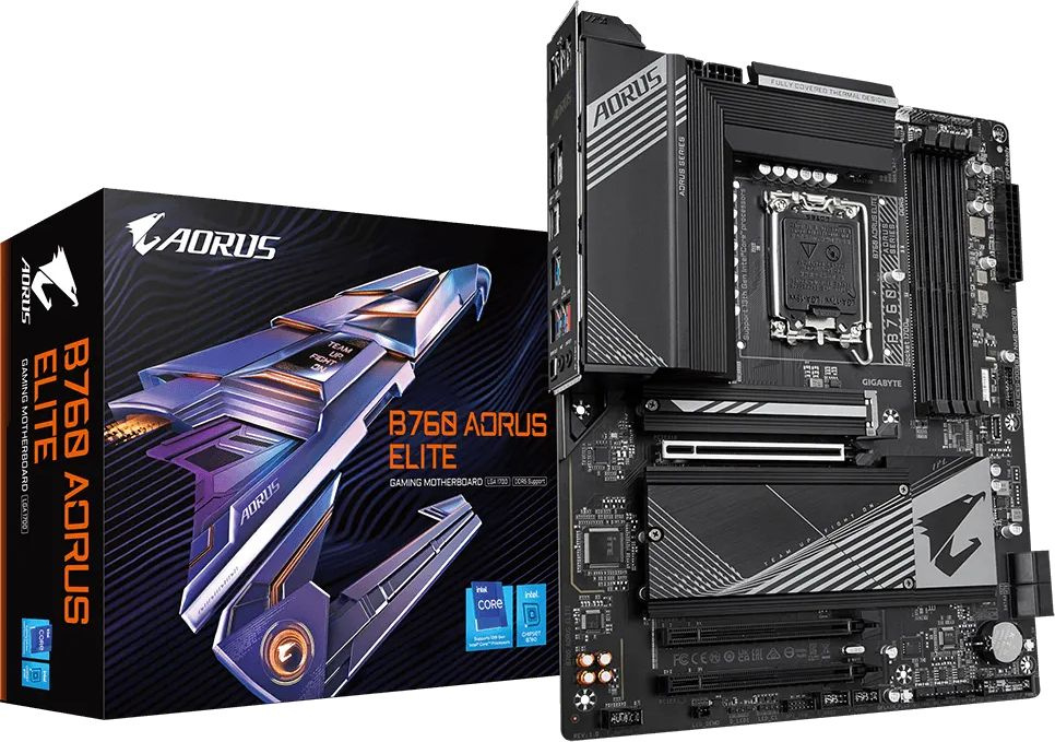 Материнская плата Gigabyte B760 AORUS ELITE Soc-1700 Intel B760 4xDDR5 ATX AC`97 8ch(7.1) 2.5Gg RAID+HDMI+DP