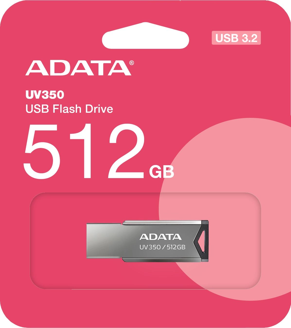 Флеш Диск A-Data 512GB UV350 AUV350-512G-RBK USB3.0 серебристый