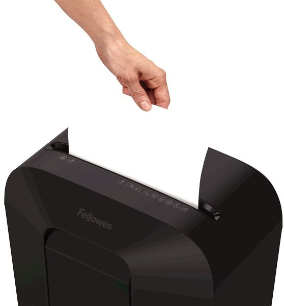 Шредер Fellowes PowerShred LX50 черный (секр.P-4) перекрестный 9лист. 17лтр. скрепки скобы пл.карты