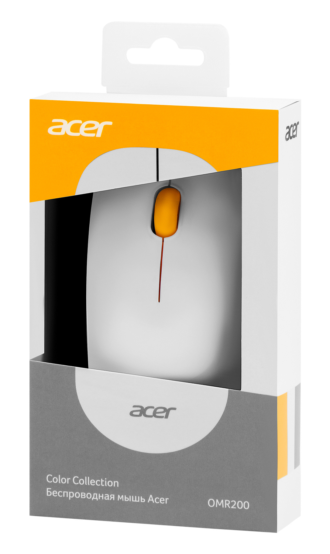 Мышь Acer OMR200 желтый оптическая (1200dpi) беспроводная USB для ноутбука (2but)