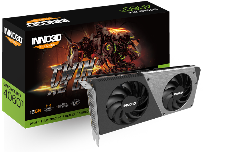 Видеокарта INNO3D RTX 4060 Ti Twin X2 OC//RTX4060Ti, HDMI, DP*3, 8G,D6