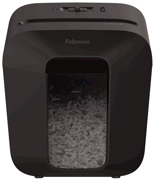 Шредер Fellowes PowerShred LX25 черный (секр.P-4) перекрестный 6лист. 11.5лтр. скрепки скобы пл.карты