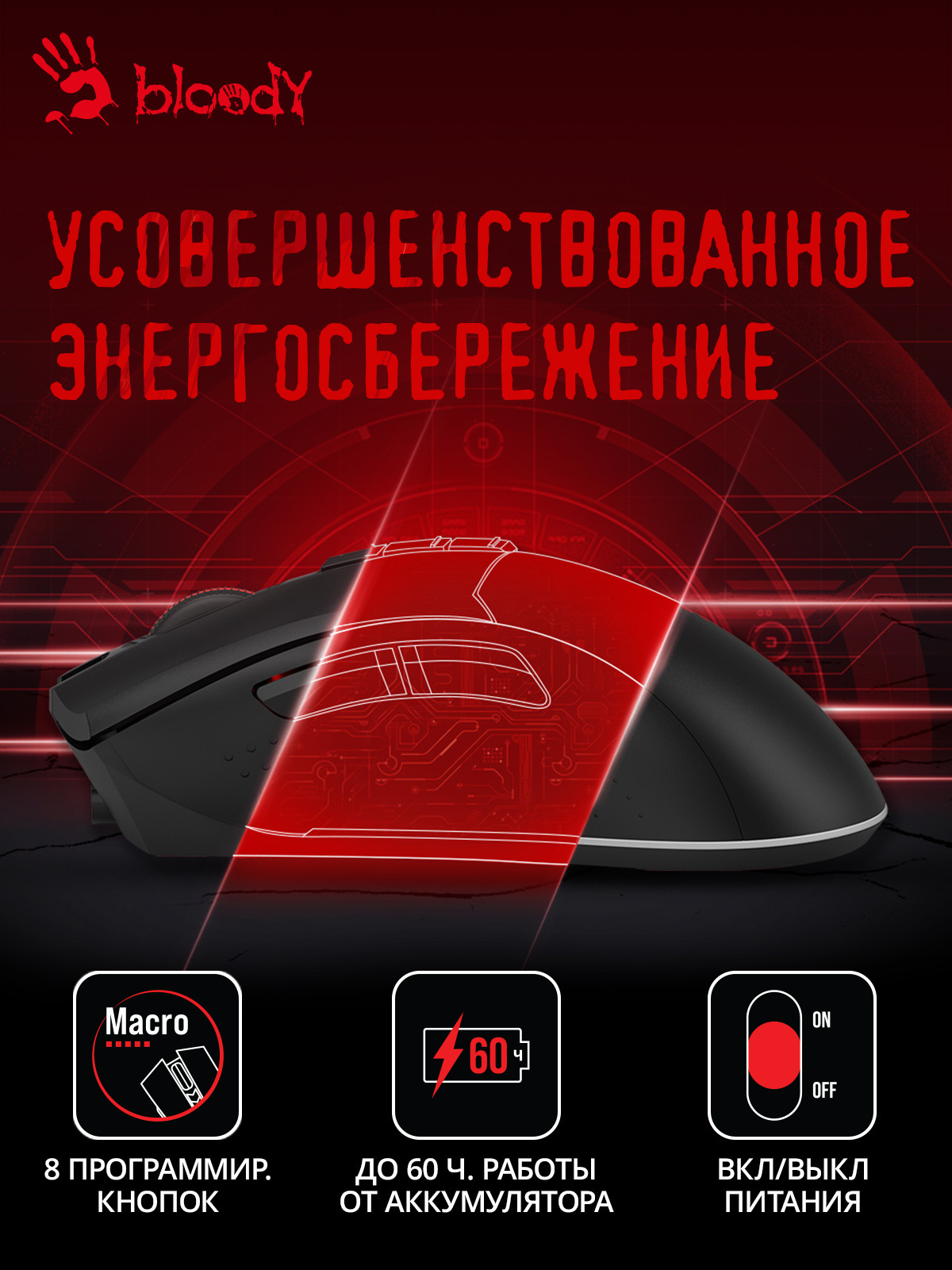 Мышь A4Tech Bloody R90 Plus черный оптическая (5000dpi) беспроводная USB (7but)