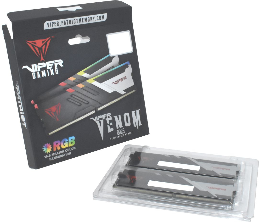 Память DDR5 2x16Gb 6400MHz Patriot PVVR532G640C32K Viper Venom RGB RTL Gaming PC5-51200 CL32 DIMM 288-pin 1.4В kit с радиатором Ret