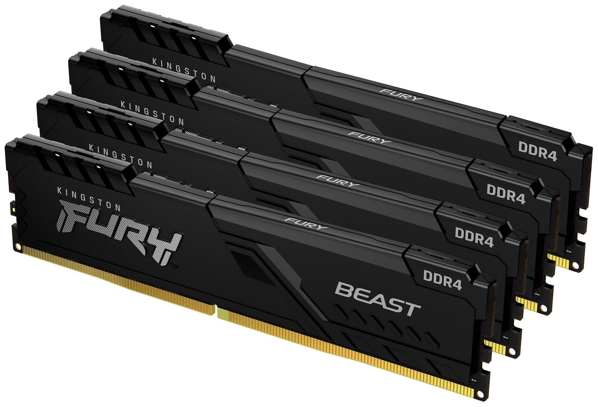 16GB Kingston DDR4 2666 DIMM FURY Beast Black Gaming Memory KF426C16BBK4/16 Non-ECC, CL16, 1.2V, KF426C16BBK4/16 512x8 Кит 4х4 , RTL