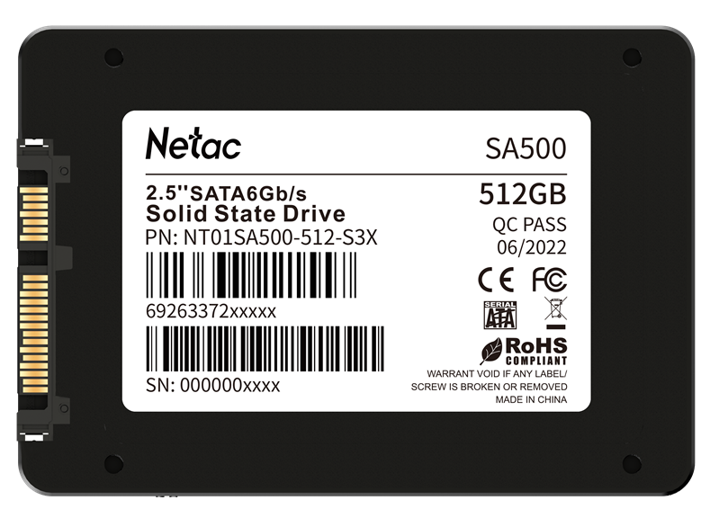 Накопитель SSD Netac SATA-III 512GB NT01SA500-512-S3X SA500 2.5"