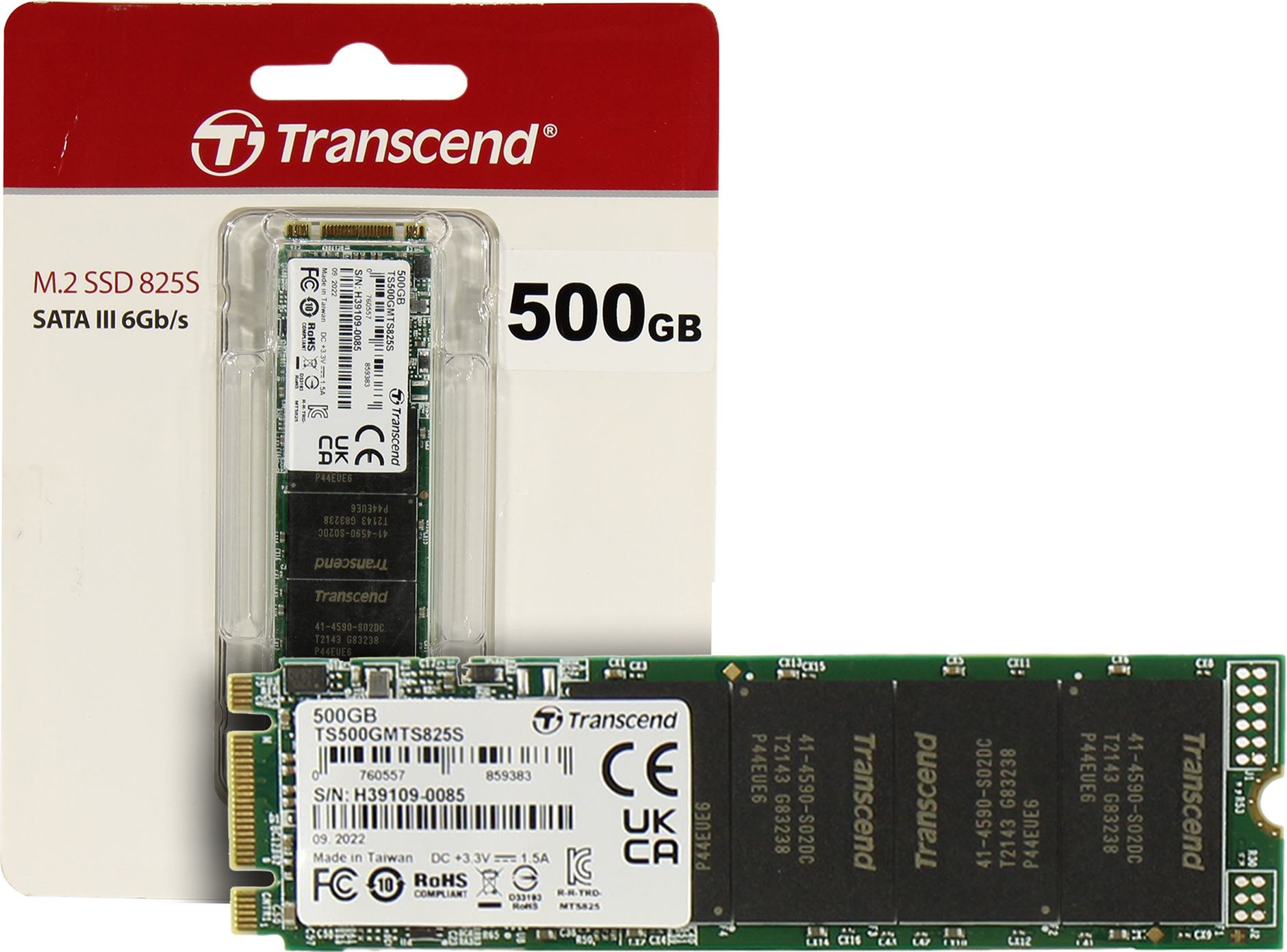 Накопитель SSD Transcend SATA-III 500GB TS500GMTS825S 825S M.2 2280 0.3 DWPD