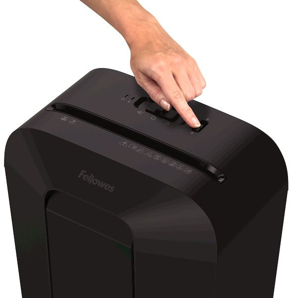 Шредер Fellowes PowerShred LX50 черный (секр.P-4) перекрестный 9лист. 17лтр. скрепки скобы пл.карты