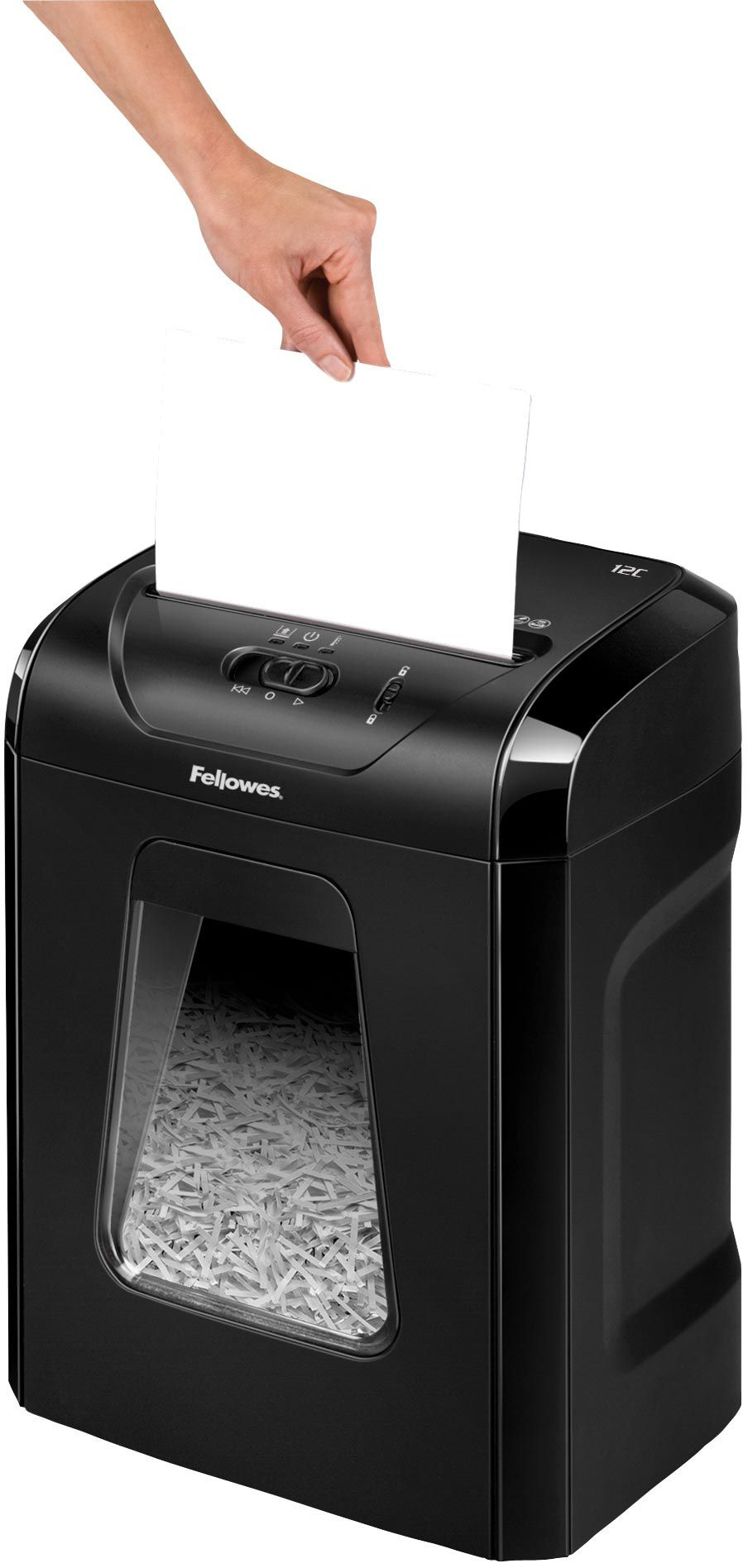 Шредер Fellowes PowerShred 12C (секр.P-4) фрагменты 12лист. 18лтр. скобы пл.карты